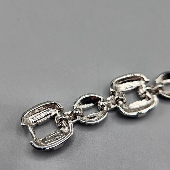 Nolan Miller Bali Bracelet Curb Link Chain Sparkly Crystal Purple Silver Tone - Picture 7 of 12